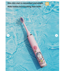 Spazzolino elettrico blu per bambini 6-9 anni - incluse 3 testine di ricambio, certificato IPX7 - Batteria 3,7V 500mAh DC 5V