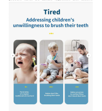 Spazzolino elettrico blu per bambini 6-9 anni - incluse 3 testine di ricambio, certificato IPX7 - Batteria 3,7V 500mAh DC 5V