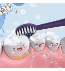 Spazzolino elettrico blu per bambini 6-9 anni - incluse 3 testine di ricambio, certificato IPX7 - Batteria 3,7V 500mAh DC 5V