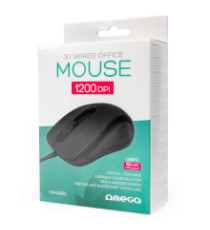 Mouse Omega OM441C usb type-c ottico nero, cavo USB-C da150cm - 1200dpi, due pulsanti + rotella,Dimensioni: 109x65x38mm