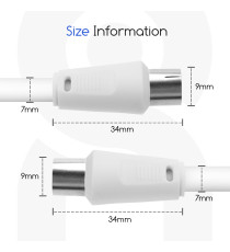 Cavo antenna TV 1,5mt maschio/femmina biacno, certificazione CE,