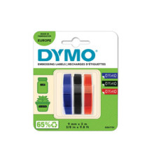 Nastro a rilievo - 9 mm x 3 mt - nero/rosso/blu - Dymo - blister 3 nastri
