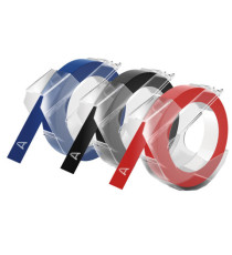 Nastro a rilievo - 9 mm x 3 mt - nero/rosso/blu - Dymo - blister 3 nastri