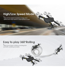 Mini drone quadricottero pieghevole wifi 998 pro, con telecamera HD 720p e telecomando,flip 3D libero uso in spazi aperti