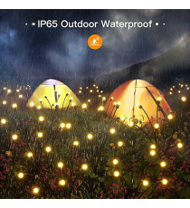 Luce solare da giardino, 6 lucciole led per ogni ramo, Confezione da 2 rami, impermeabili IP65, flessibili con pannello solare