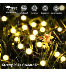 Luce solare da giardino, 6 lucciole led per ogni ramo, Confezione da 2 rami, impermeabili IP65, flessibili con pannello solare