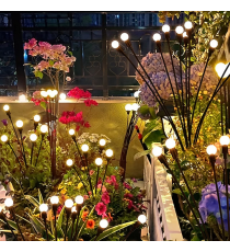 Luce solare da giardino, 6 lucciole led per ogni ramo, Confezione da 2 rami, impermeabili IP65, flessibili con pannello solare