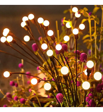 Luce solare da giardino, 6 lucciole led per ogni ramo, Confezione da 2 rami, impermeabili IP65, flessibili con pannello solare