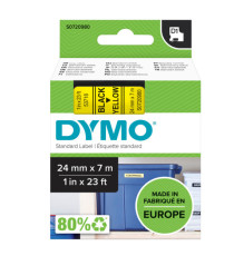 Nastro D1 standard 537180 - 24 mm x 7 mt - PL - nero/giallo - Dymo Nastro D1 standard 537180 - 24 mm x 7 mt - PL - nero/giallo - Dymo