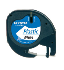 Nastro Letratag 912010 - 12 mm x 4 mt - plastica - bianco - Dymo