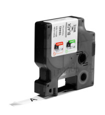 Nastro Rhino 18443 - 9 mm x 5,5 mt - vinile - permanente - nero/bianco - Dymo