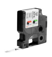 Nastro Rhino 18443 - 9 mm x 5,5 mt - vinile - permanente - nero/bianco - Dymo