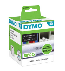 Rotolo 260 etichette LW 990120 - 36 x 89 mm - carta - indirizzi estesi - bianco - Dymo - conf. 2 rotoli