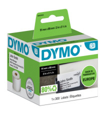 Rotolo 300 etichette LW S0929100 - 51 x 89 mm - carta - non adesiva - per badge - bianco - Dymo