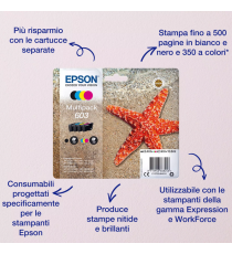 Multipack Epson T603XL BK-C-M-Y C13T03A64010 cartuccia originale per Epson per XP-2100,3100,WF-2810,2830,2835 Multipack Epson T603XL BK-C-M-Y C13T03A64010 cartuccia originale per Epson per XP-2100,3100,WF-2810,2830,2835