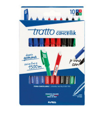 Penna sfera Cancellik- cancellabile - punta 1,0mm - 10 colori assortiti  - Tratto - astuccio 10 pezzi