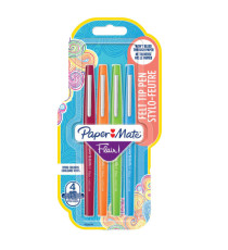 Pennarello Flair Nylon - punta feltro - 1,10mm - colori assortiti Fun - Papermate - conf. 4 pezzi