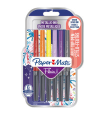 Pennarello Flair Nylon - punta feltro - 1,10mm - colori assortiti Metallic - Papermate - conf. 6 pezzi Pennarello Flair Nylon - punta feltro - 1,10mm - colori assortiti Metallic - Papermate - conf. 6 pezzi