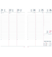 Agenda settimanale 2026 - copertina in carta imbottita - 17 x 24 cm - rosso