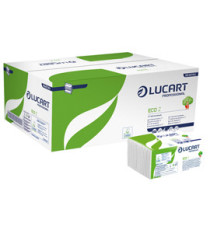 Asciugamani piegati a Z Eco - 2 veli - 21 gr - goffratura corda - 23,5 x 21,5 cm - bianco - Lucart - conf. 220 pezzi Asciugamani piegati a Z Eco - 2 veli - 21 gr - goffratura corda - 23,5 x 21,5 cm - bianco - Lucart - conf. 220 pezzi