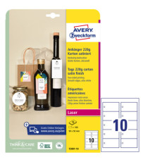 Cartellino stampabile - in cartoncino - con bordi lisci - laser - 90 x 50 mm - 10 cart/fg - 10 fogli - bianco - Avery Cartellino stampabile - in cartoncino - con bordi lisci - laser - 90 x 50 mm - 10 cart/fg - 10 fogli - bianco - Avery