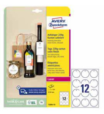 Cartellino stampabile - in cartoncino - con bordi lisci - laser - diametro 60 mm - 12 cart/fg - 10 fogli - bianco - Aver Cartellino stampabile - in cartoncino - con bordi lisci - laser - diametro 60 mm - 12 cart/fg - 10 fogli - bianco - Aver