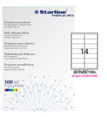 Etichette adesive - in carta - angoli arrotondati - permanenti - 99,1 x 38,1 mm - 14 et/fg - 100 fogli - bianco - Starli Etichette adesive - in carta - angoli arrotondati - permanenti - 99,1 x 38,1 mm - 14 et/fg - 100 fogli - bianco - Starli