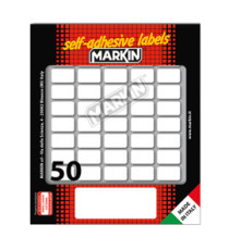 Etichette adesive - in carta - permanenti - 20 x 12 mm - 50 et/fg - 10 fogli - bianco - Markin Etichette adesive - in carta - permanenti - 20 x 12 mm - 50 et/fg - 10 fogli - bianco - Markin