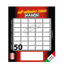 Etichette adesive - in carta - permanenti - 20 x 12 mm - 50 et/fg - 10 fogli - bianco - Markin Etichette adesive - in carta - permanenti - 20 x 12 mm - 50 et/fg - 10 fogli - bianco - Markin