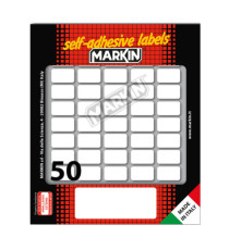 Etichette adesive - in carta - permanenti - 20 x 12 mm - 50 et/fg - 10 fogli - bianco - Markin Etichette adesive - in carta - permanenti - 20 x 12 mm - 50 et/fg - 10 fogli - bianco - Markin