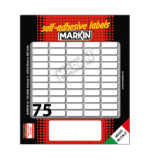 Etichette adesive - in carta - permanenti - 21 x 8 mm - 75 et/fg - 10 fogli - bianco - Markin Etichette adesive - in carta - permanenti - 21 x 8 mm - 75 et/fg - 10 fogli - bianco - Markin