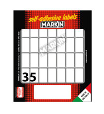 Etichette adesive - in carta - permanenti - 27 x 15 mm - 35 et/fg - 10 fogli - bianco - Markin