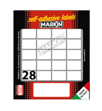 Etichette adesive - in carta - permanenti - 28 x 19 mm - 28 et/fg - 10 fogli - bianco - Markin Etichette adesive - in carta - permanenti - 28 x 19 mm - 28 et/fg - 10 fogli - bianco - Markin