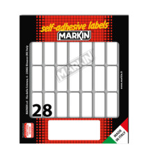 Etichette adesive - in carta - permanenti - 34 x 14 mm - 28 et/fg - 10 fogli - bianco - Markin Etichette adesive - in carta - permanenti - 34 x 14 mm - 28 et/fg - 10 fogli - bianco - Markin