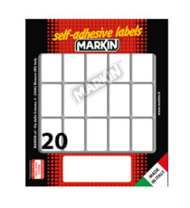 Etichette adesive - in carta - permanenti - 34 x 21 mm - 20 et/fg - 10 fogli - bianco - Markin Etichette adesive - in carta - permanenti - 34 x 21 mm - 20 et/fg - 10 fogli - bianco - Markin