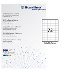 Etichette adesive - in carta - permanenti - 35 x 23,5 mm - 72 et/fg - 100 fogli - bianco - Starline
