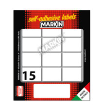 Etichette adesive - in carta - permanenti - 37 x 27 mm - 15 et/fg - 10 fogli - bianco - Markin Etichette adesive - in carta - permanenti - 37 x 27 mm - 15 et/fg - 10 fogli - bianco - Markin