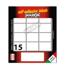 Etichette adesive - in carta - permanenti - 37 x 27 mm - 15 et/fg - 10 fogli - bianco - Markin Etichette adesive - in carta - permanenti - 37 x 27 mm - 15 et/fg - 10 fogli - bianco - Markin