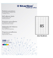 Etichette adesive - in carta - permanenti - 42 x 16,9 mm - 85 et/fg - 100 fogli - bianco - Starline Etichette adesive - in carta - permanenti - 42 x 16,9 mm - 85 et/fg - 100 fogli - bianco - Starline