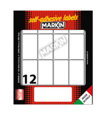 Etichette adesive - in carta - permanenti - 46 x 27 mm - 12 et/fg - 10 fogli - bianco - Markin Etichette adesive - in carta - permanenti - 46 x 27 mm - 12 et/fg - 10 fogli - bianco - Markin