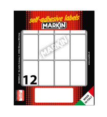 Etichette adesive - in carta - permanenti - 46 x 27 mm - 12 et/fg - 10 fogli - bianco - Markin Etichette adesive - in carta - permanenti - 46 x 27 mm - 12 et/fg - 10 fogli - bianco - Markin