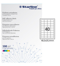Etichette adesive - in carta - permanenti - 48,5 x 25,4 mm - 40 et/fg - 100 fogli - bianco - Starline