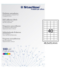 Etichette adesive - in carta - permanenti - 48,5 x 25,4 mm - 40 et/fg - 100 fogli - bianco - Starline