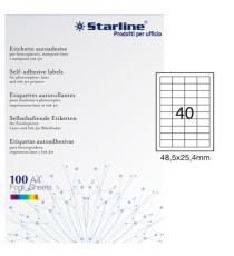 Etichette adesive - in carta - permanenti - 48,5 x 25,4 mm - 40 et/fg - 100 fogli - bianco - Starline