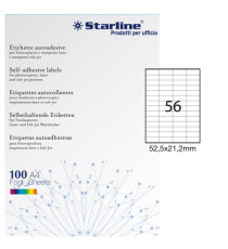 Etichette adesive - in carta - permanenti - 52,5 x 21,2 mm - 56 et/fg - 100 fogli - bianco - Starline Etichette adesive - in carta - permanenti - 52,5 x 21,2 mm - 56 et/fg - 100 fogli - bianco - Starline