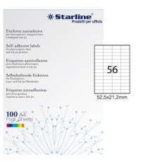 Etichette adesive - in carta - permanenti - 52,5 x 21,2 mm - 56 et/fg - 100 fogli - bianco - Starline Etichette adesive - in carta - permanenti - 52,5 x 21,2 mm - 56 et/fg - 100 fogli - bianco - Starline