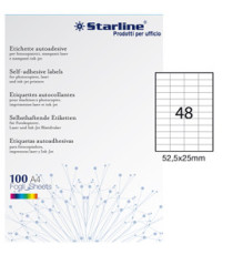 Etichette adesive - in carta - permanenti - 52,5 x 25 mm - 48 et/fg - 100 fogli - bianco - Starline Etichette adesive - in carta - permanenti - 52,5 x 25 mm - 48 et/fg - 100 fogli - bianco - Starline