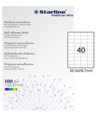 Etichette adesive - in carta - permanenti - 52,5 x 29,7 mm - 40 et/fg - 100 fogli - bianco - Starline Etichette adesive - in carta - permanenti - 52,5 x 29,7 mm - 40 et/fg - 100 fogli - bianco - Starline