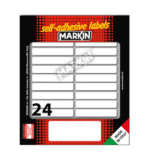 Etichette adesive - in carta - permanenti - 56 x 10 mm - 24 et/fg - 10 fogli - bianco - Markin