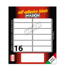 Etichette adesive - in carta - permanenti - 56 x 16 mm - 16 et/fg - 10 fogli - bianco - Markin